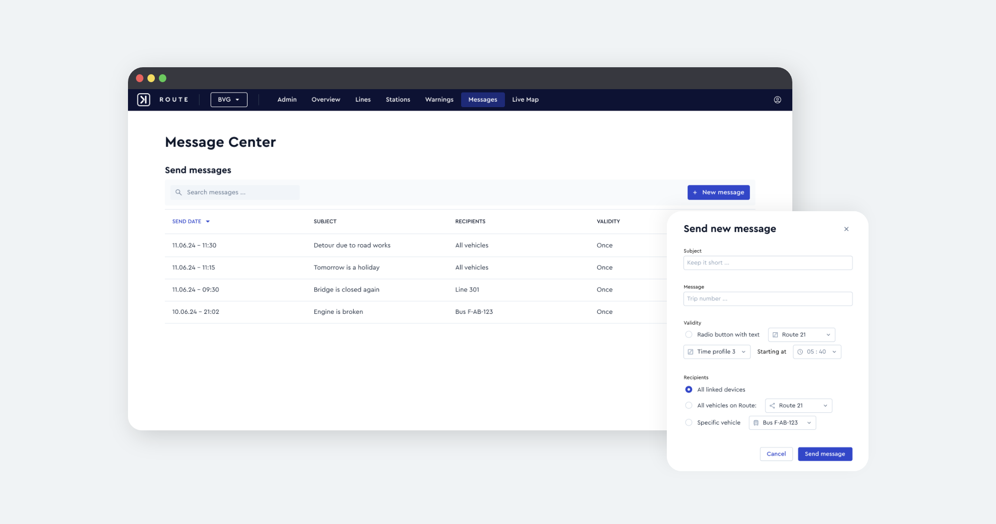 ioki Route - Driver Messaging